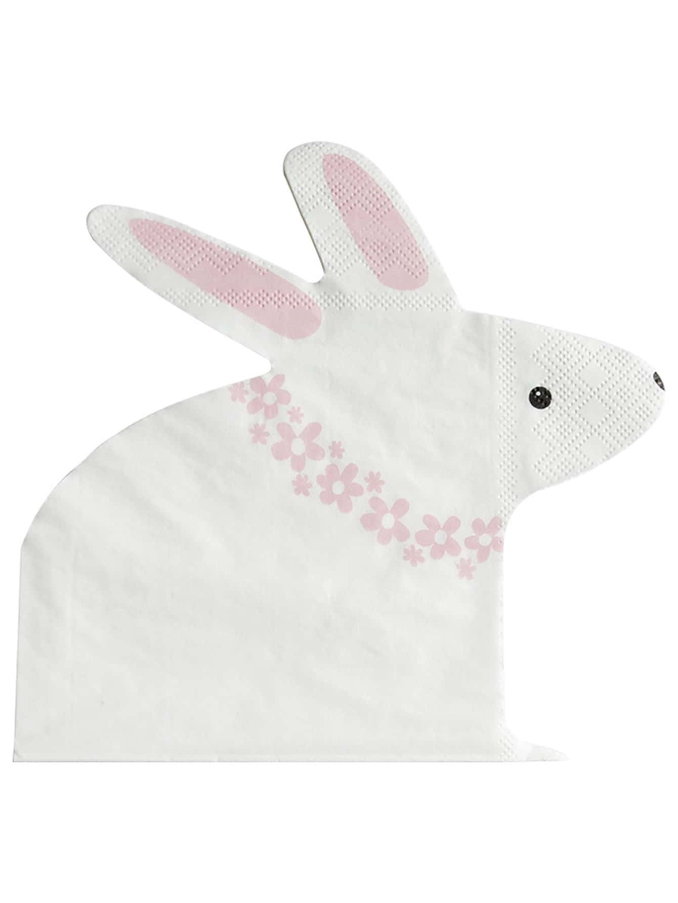 20pcs/set Paper Disposable Napkin, Cartoon Cute Rabbit Design Paper Dinner Napkin For Dining Table - White - View 1