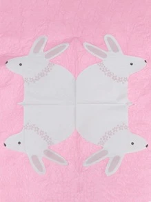 20pcs/set Paper Disposable Napkin, Cartoon Cute Rabbit Design Paper Dinner Napkin For Dining Table - White - View 4