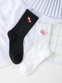 2 đôi Vớ thủy thủ đoàn thêu chữ và kẹo - Nhiều màu - Xem 3