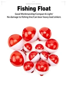 12pcs Fishing Bobber Float Set Red & White Hard Fishing Float Push Button Fishing Float Mixed Size Fishing Bobbers Fishing Accessories Freshwater Saltwater - Red and White - View 4