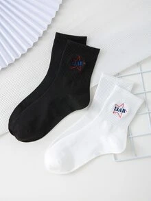 2 đôi tất thêu chữ cho nam - Nhiều màu - Xem 1