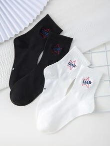 2 đôi tất thêu chữ cho nam - Nhiều màu - Xem 2