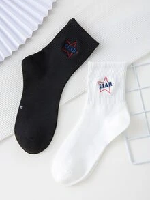 2 đôi tất thêu chữ cho nam - Nhiều màu - Xem 4