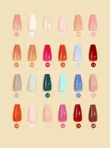 576pcs Long Coffin Mixed Color Fake Nail - Multicolor - View 4