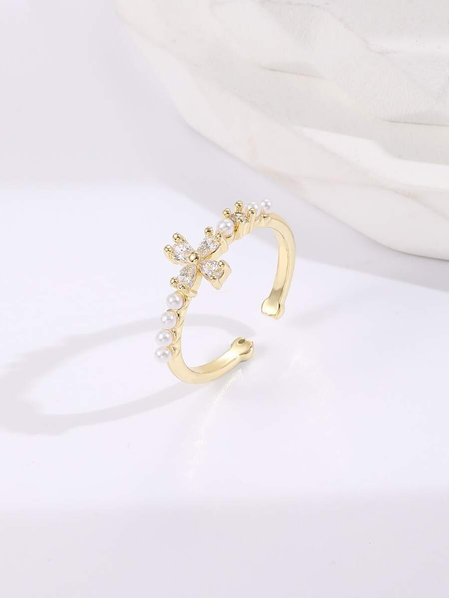 Anillo abierto zirconia cúbica - Amarillo Oro - Ver 1