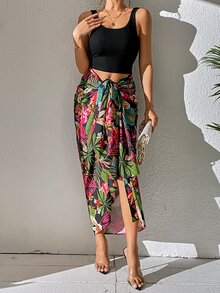 GENKIRA Bộ đồ hai mảnh nữ Thắt nút Trọn gói Tách cao Nhiệt đới Boho - Nhiều màu - Xem 3