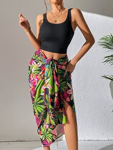 GENKIRA Bộ đồ hai mảnh nữ Thắt nút Trọn gói Tách cao Nhiệt đới Boho - Nhiều màu - Xem 5