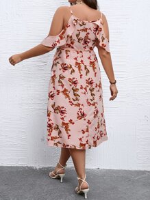 SHEIN LUNE Đầm Plus Size Xù Trọn gói Hoa Tất cả trên in Boho - Hồng - Xem 2