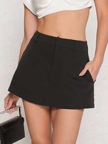 SHEIN BAE 素色斜口袋裙裤