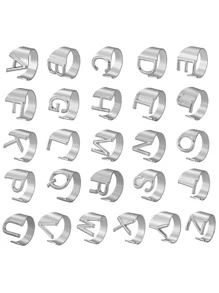 1 chiếc nhẫn trang trí chữ cái - Bạc - Xem 4