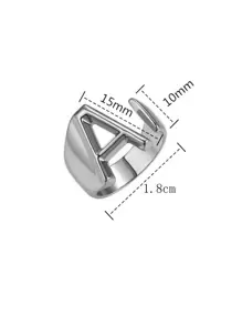 1 chiếc nhẫn trang trí chữ cái - Bạc - Xem 3