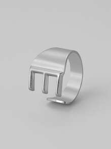 1 chiếc nhẫn trang trí chữ cái - Bạc - Xem 16