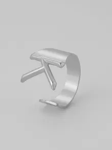 1 chiếc nhẫn trang trí chữ cái - Bạc - Xem 23