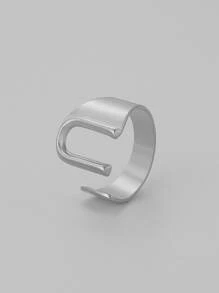 1 chiếc nhẫn trang trí chữ cái - Bạc - Xem 15