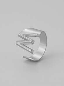 1 chiếc nhẫn trang trí chữ cái - Bạc - Xem 25