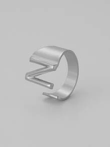 1 chiếc nhẫn trang trí chữ cái - Bạc - Xem 22