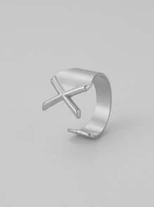 1 chiếc nhẫn trang trí chữ cái - Bạc - Xem 17