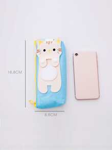 1pc Cartoon Cat Design Pencil Bag - Blue - View 6