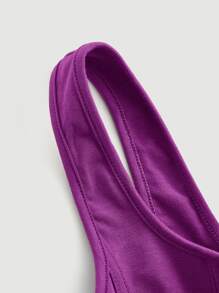 SHEIN MOD 素色方領背心上衣 - 紫色 - 查看 5