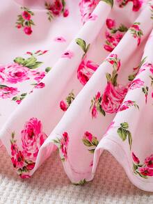 Baby Floral Print Ruffle Trim Top & Paperbag Waist Skirt - Baby Pink - View 7