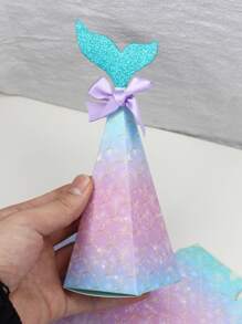 10 piezas/set Caja de embalaje de regalo papel regalo creativo cola de pescado & con diseño de lazo para fiesta - Multicolor - Ver 3