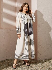 Al Najma Plus Striped Print Tunic Dress