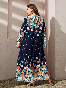 Mulvari 大碼印花直筒連衣裙 - 藍色 - 查看 2