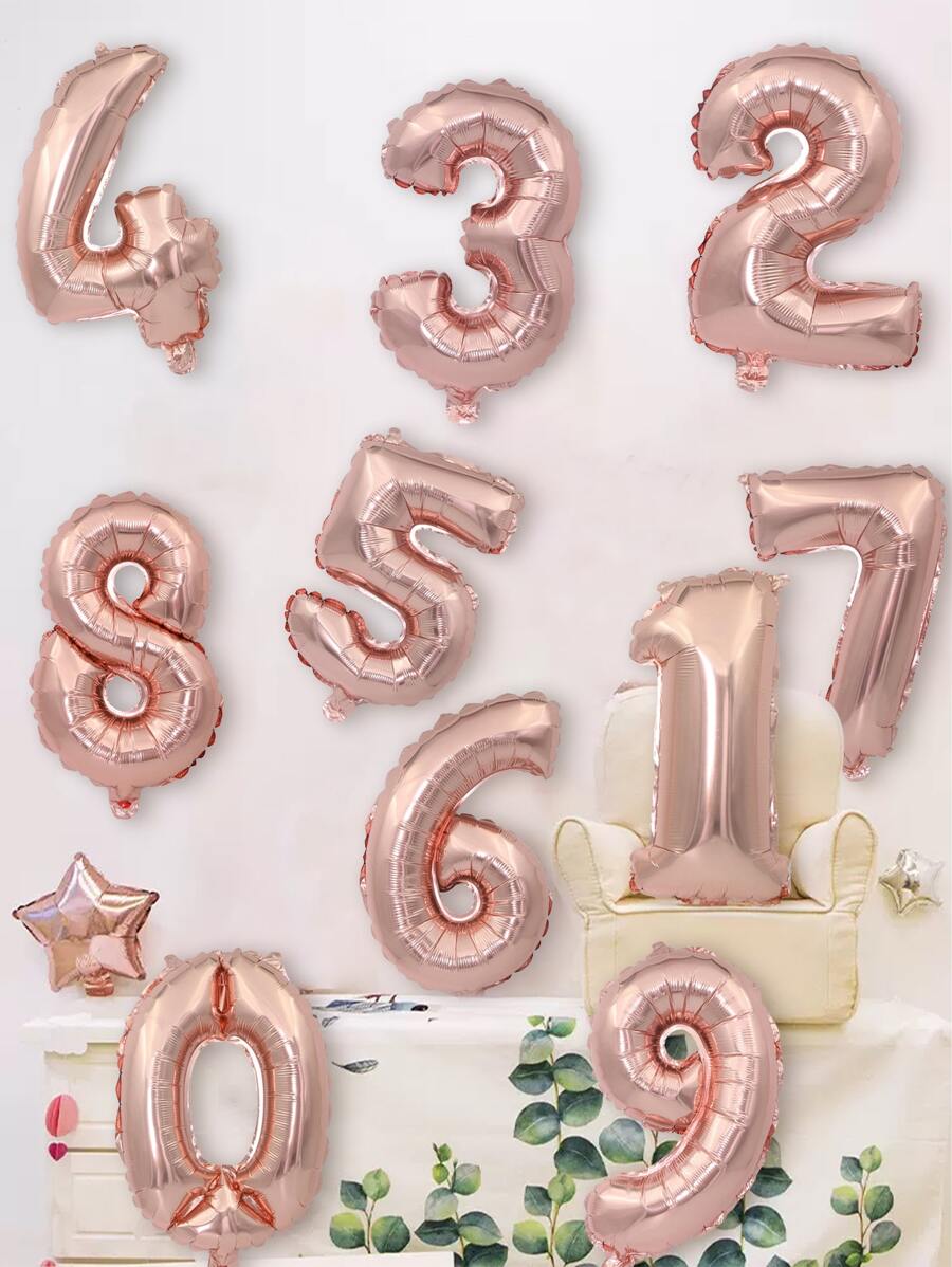 1入組PE氣球數字設計派對慶典裝飾氣球 - 玫瑰金 - 查看 1