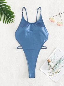 SHEIN Swim 夏季金属高开连体泳衣