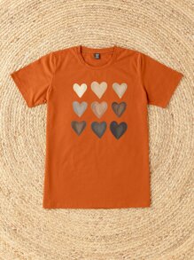 SHEIN LUNE Áo thun Plus size Tim Giải trí - trái cam - Xem 4