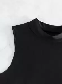 側邊綁帶小高領比基尼泳裝上衣