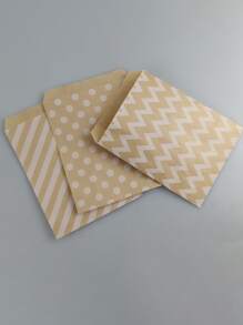 25pcs/set Paper Gift Bag, Modern Striped Pattern Kraft Paper Gift Wrapping Bag For Party - Multicolor - View 5
