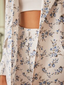 SHEIN Frenchy 碎花西裝領西裝外套和短褲