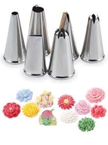 6 cái/bộ Đầu hút đường ống bằng thép không gỉ, Đầu vòi bắt ống đóng băng để nướng - Bạc - Xem 1