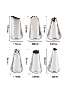 6 cái/bộ Đầu hút đường ống bằng thép không gỉ, Đầu vòi bắt ống đóng băng để nướng - Bạc - Xem 2