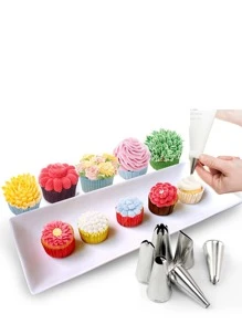 6 cái/bộ Đầu hút đường ống bằng thép không gỉ, Đầu vòi bắt ống đóng băng để nướng - Bạc - Xem 4