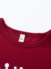 SHEIN Young Boy Crown & Letter Graphic Tee & Shorts - Burgundy - View 4