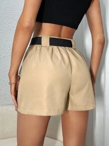 SHEIN EZwear 翻蓋口袋金屬扣環腰帶工裝短褲