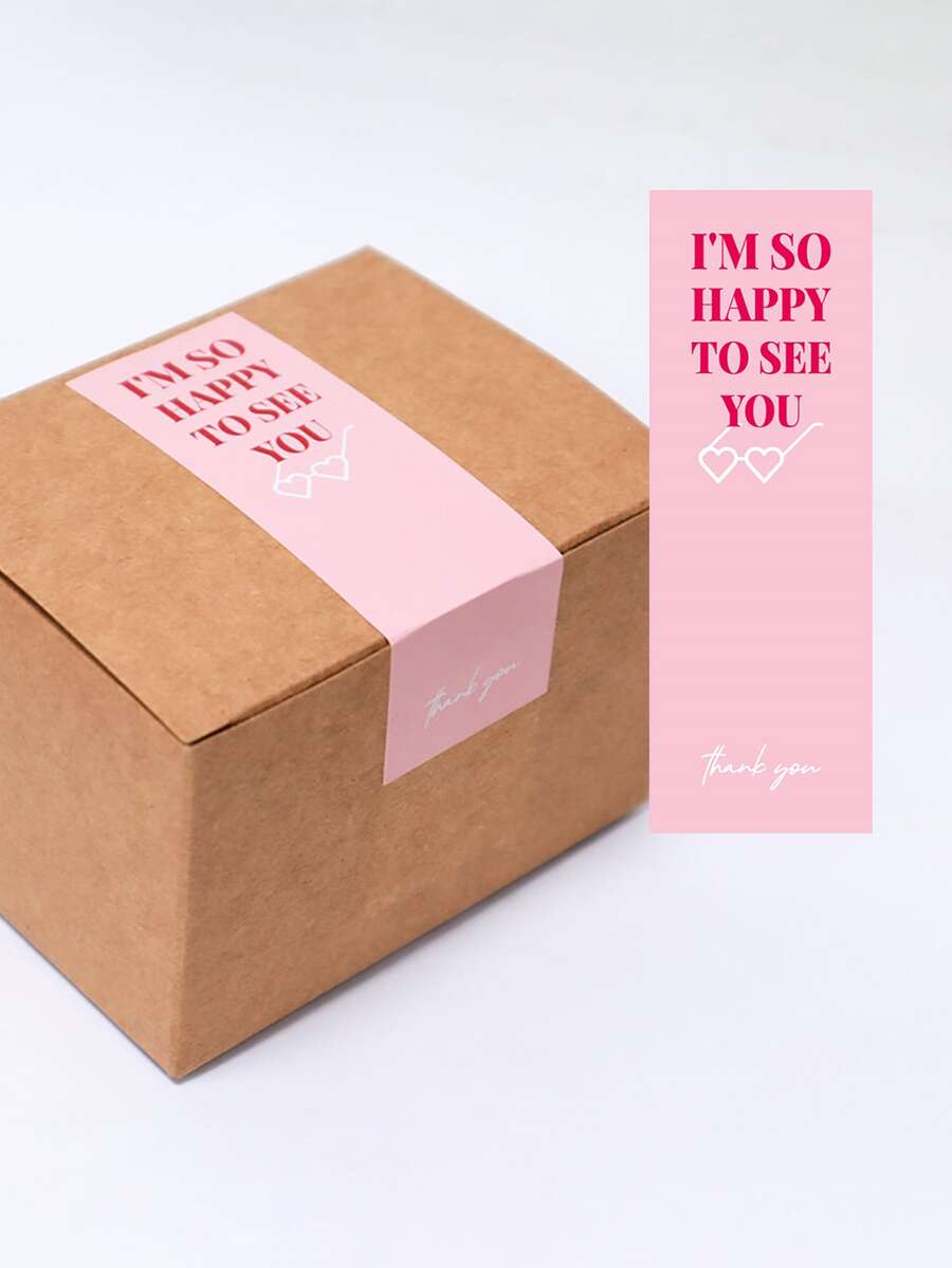 1 rollo Etiqueta de regalo TPR regalo rosado con estampado de slogan para fiesta - Multicolor - Ver 1