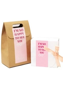 1 rollo Etiqueta de regalo TPR regalo rosado con estampado de slogan para fiesta - Multicolor - Ver 2