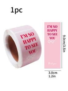 1 rollo Etiqueta de regalo TPR regalo rosado con estampado de slogan para fiesta - Multicolor - Ver 3