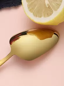 4件套不锈钢勺子，厨房餐勺，厨房，圣诞礼物，学校用品 - 金色 - 查看 4