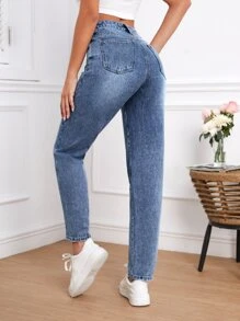 SHEIN Tall 高腰牛仔褲 - 中等水洗藍 - 查看 2