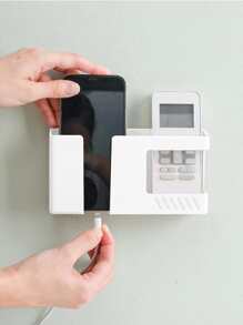 1pc Wall Mounted Phone Charger Stand - White - View 1