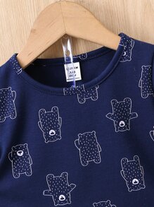 Đứa bé trai Đồ họa Hoạt hình Áo thun & quần đùi - Màu xanh hải quân - Xem 3