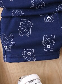 Đứa bé trai Đồ họa Hoạt hình Áo thun & quần đùi - Màu xanh hải quân - Xem 5