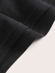 SHEIN Tween Girl Butterfly Embroidery Mesh Flounce Sleeve Blouse - Black - View 3