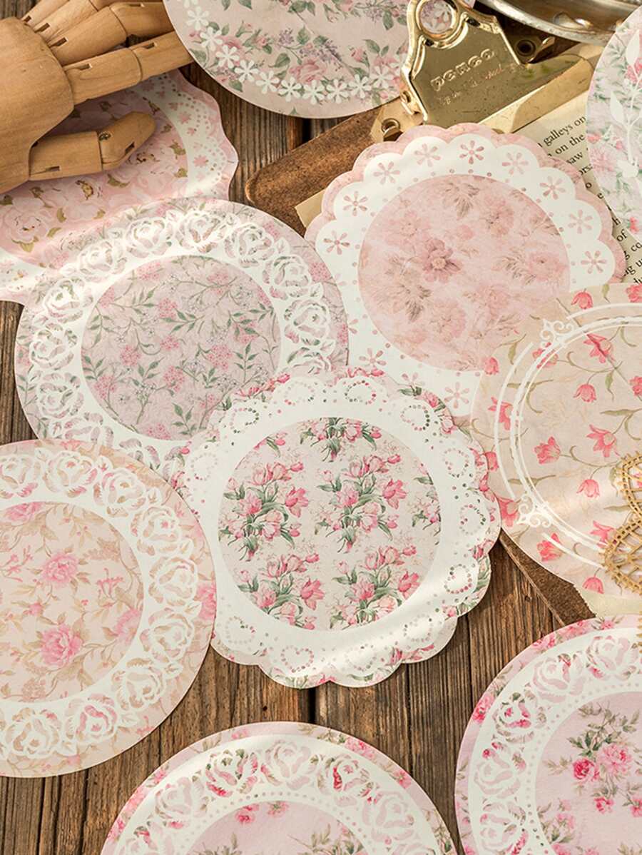 30入組花卉圖案材料紙