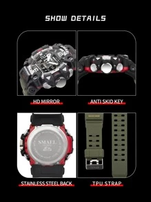 SMAEL 1pc Men's Alloy Dual Display Sports Watch - Army Green - View 5