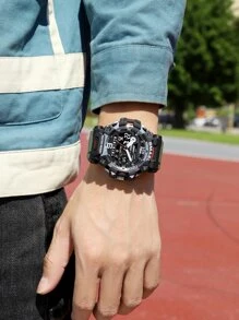 SMAEL 1pc Men's Alloy Dual Display Sports Watch - Army Green - View 7